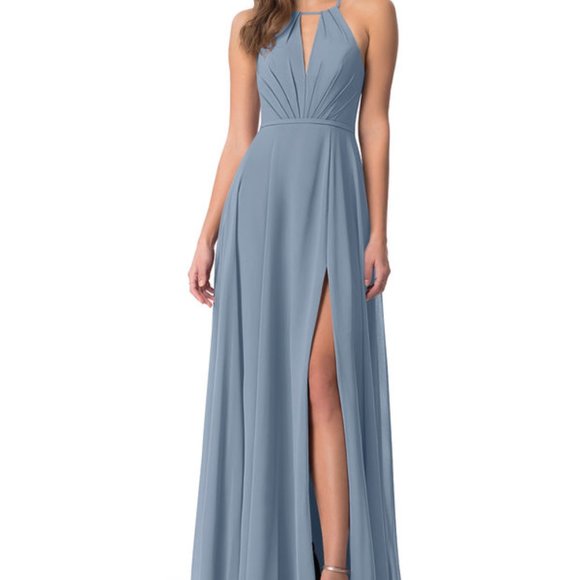 Azazie Evalleen Dusty Blue Bridesmaid Dress Size A12 - Picture 1 of 3
